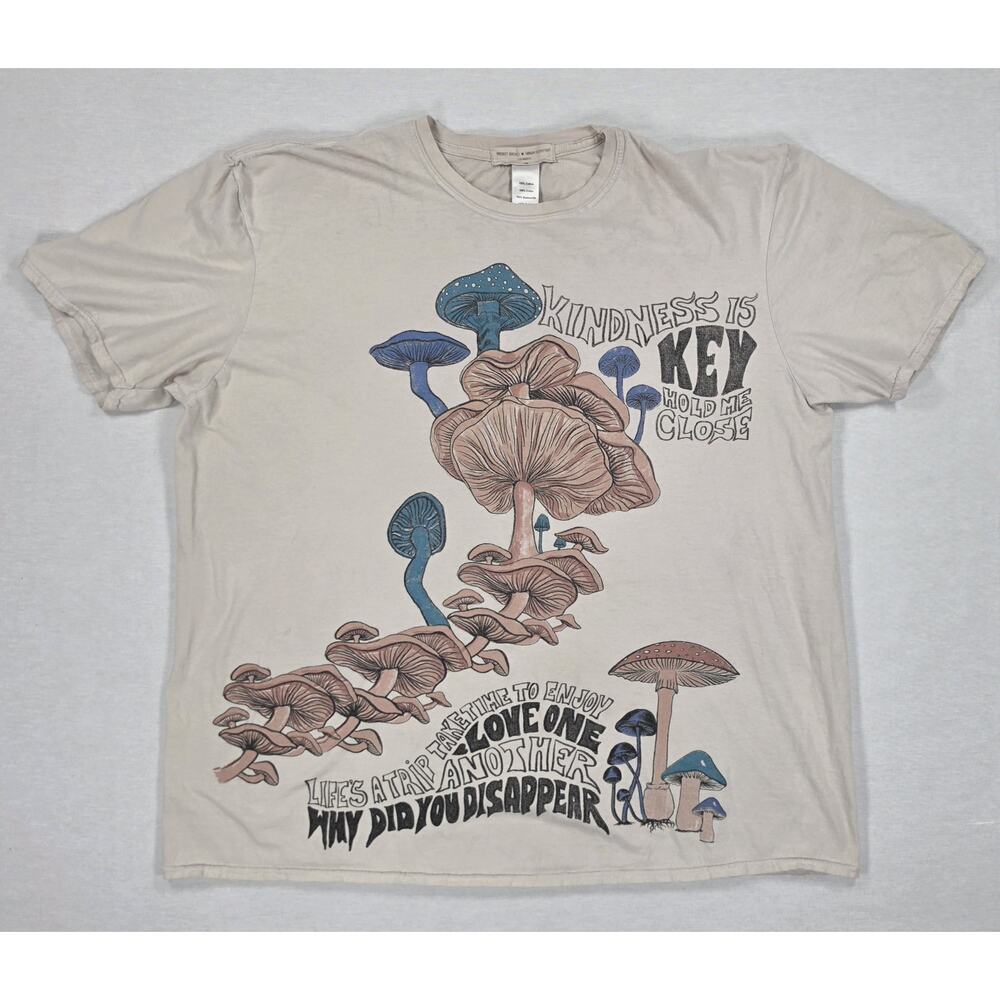 Project Social T Urban Outfitters Mushroom Graphic Tee S/M Beige Kindness Is Key